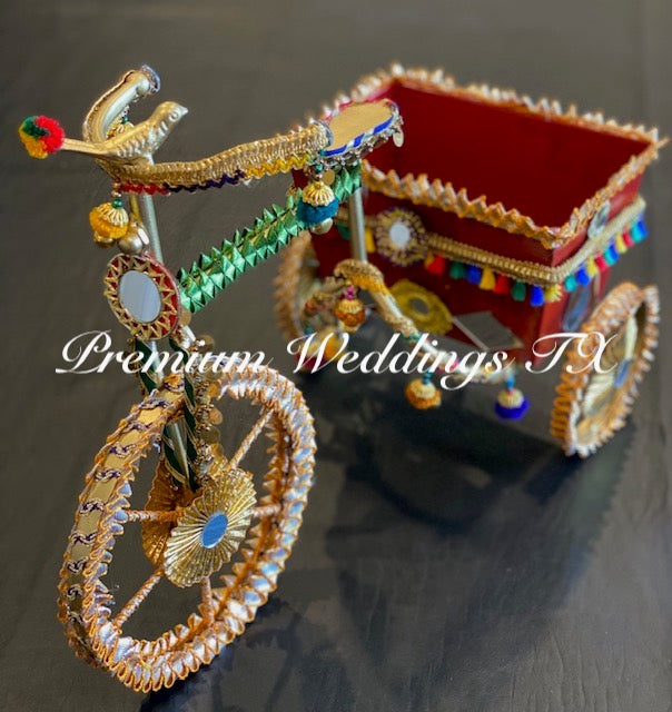 Decorative Metal Tricycle With Basket - Assorted Colors - Premium Weddings TX