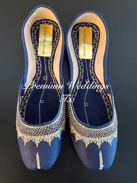 Navy Blue Leather Jutti - Premium Weddings TX