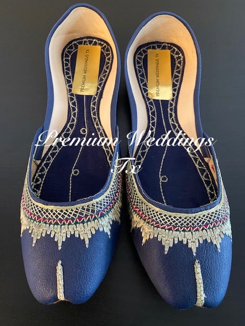 Navy Blue Leather Jutti - Premium Weddings TX