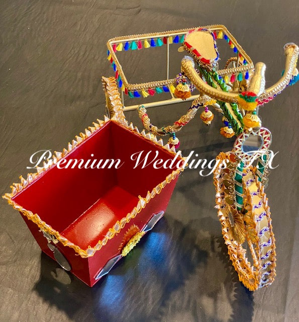 Decorative Metal Tricycle With Basket - Assorted Colors - Premium Weddings TX