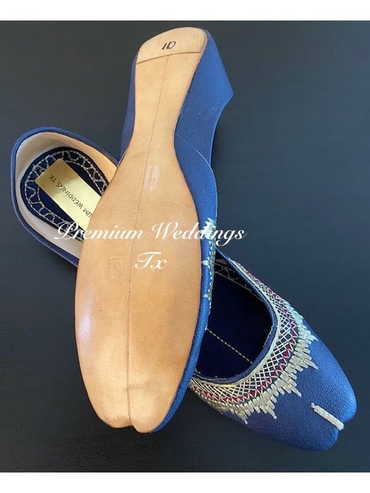 Navy Blue Leather Jutti - Premium Weddings TX