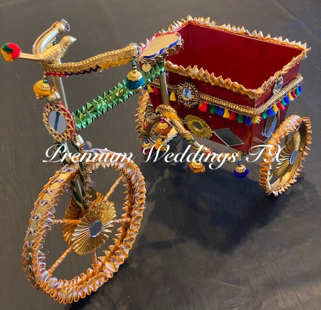 Decorative Metal Tricycle With Basket - Assorted Colors - Premium Weddings TX