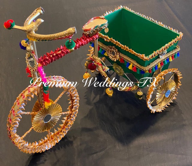 Decorative Metal Tricycle With Basket - Assorted Colors - Premium Weddings TX