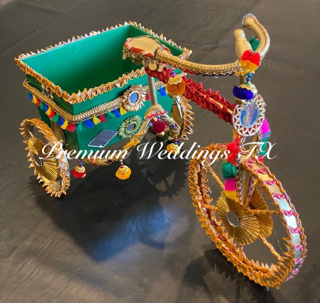Decorative Metal Tricycle With Basket - Assorted Colors - Premium Weddings TX