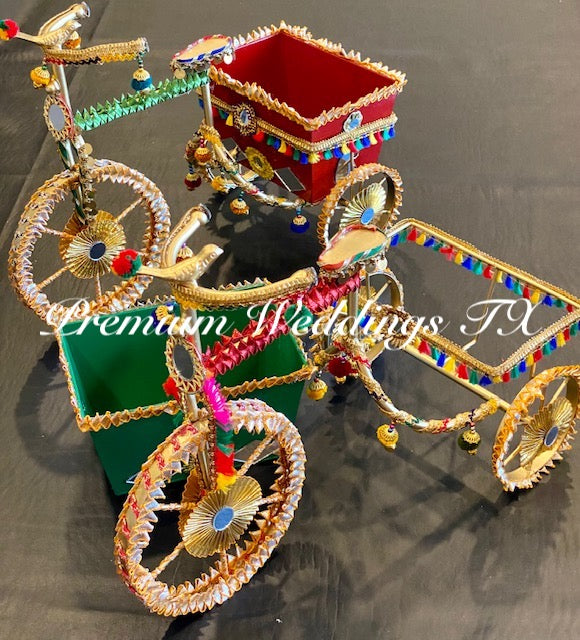 Decorative Metal Tricycle With Basket - Assorted Colors - Premium Weddings TX