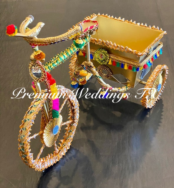 Decorative Metal Tricycle With Basket - Assorted Colors - Premium Weddings TX