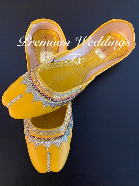 Yellow Leather Jutti - Premium Weddings TX