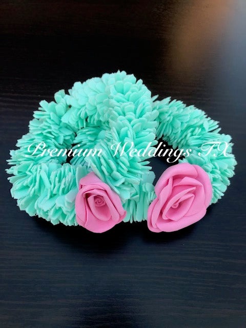 Pink Rose & Mint Green Gajra Bangles - 2Ct - Premium Weddings TX