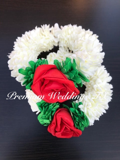 Red Rose Green Frill Gajra Bangles - Premium Weddings TX