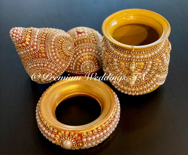 Gold Pearl Kalaash Set - Premium Weddings TX