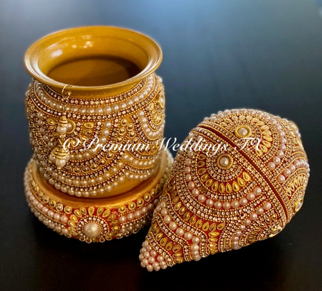 Gold Pearl Kalaash Set - Premium Weddings TX