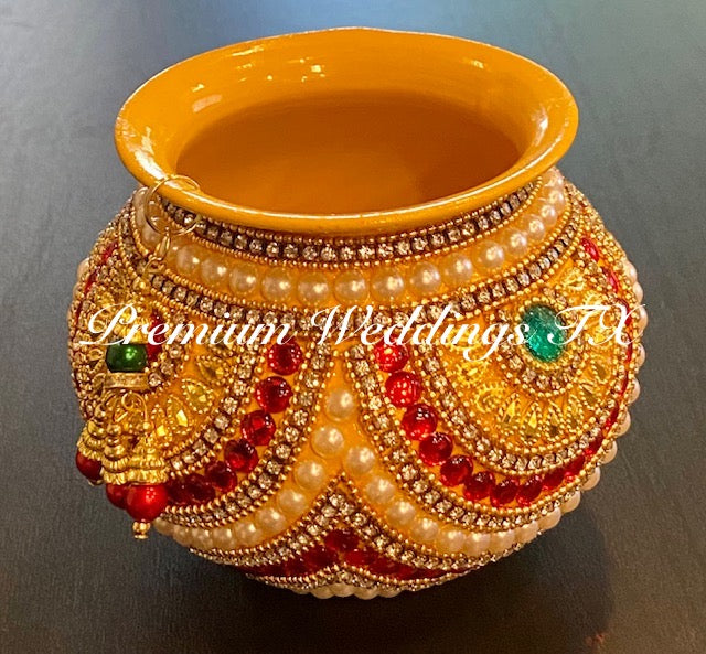 Small Kalash Matki - 1Ct - Yellow - Premium Weddings TX
