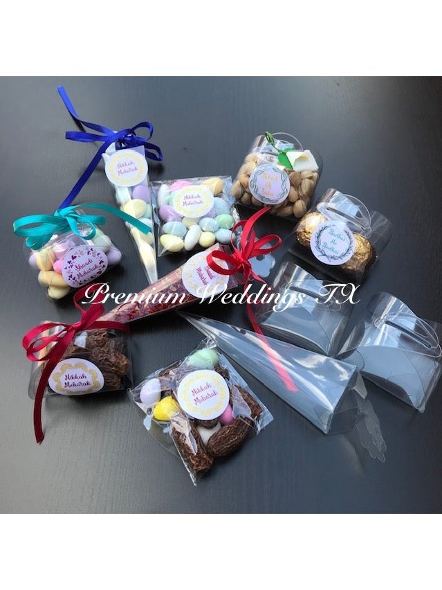 PVC Clear Cone Favor Boxes - Premium Weddings TX