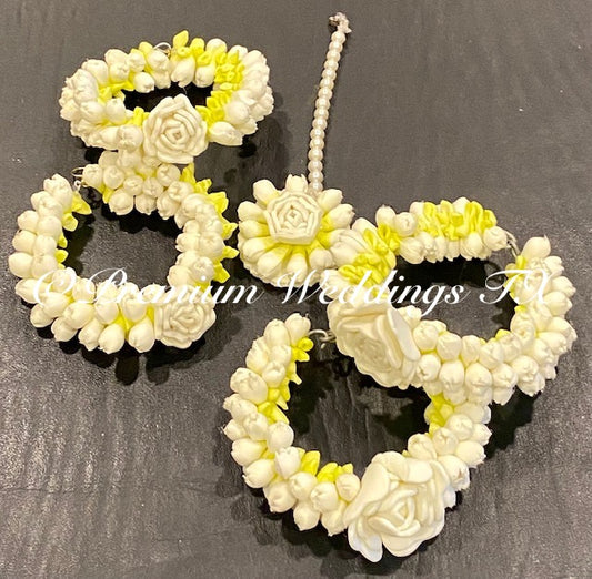 White Mogra Bud Gajra Set - Premium Weddings TX