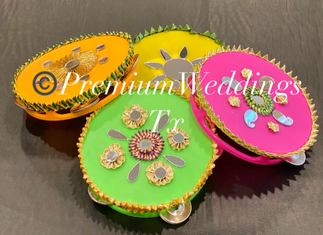 Assorted Neon Color Tambourines - 4Ct - Premium Weddings TX