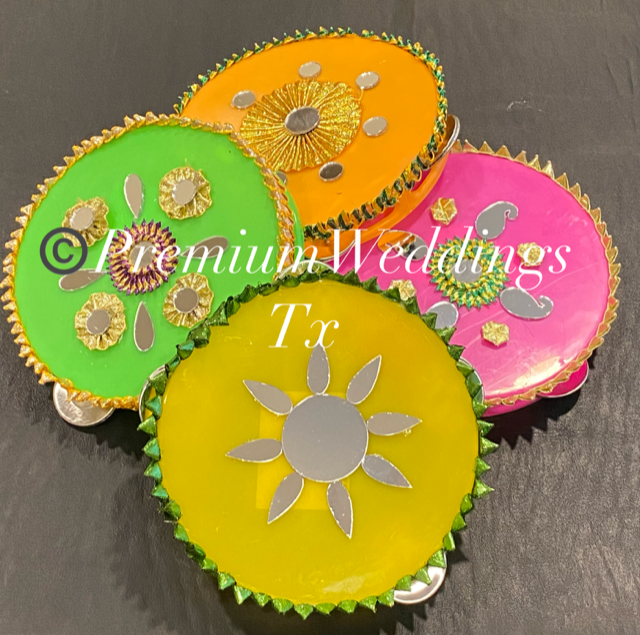 Assorted Neon Color Tambourines - 4Ct - Premium Weddings TX