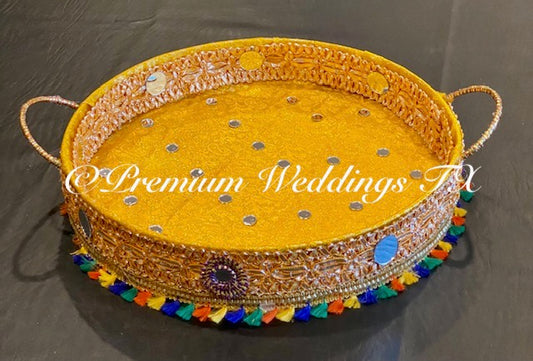 Yellow Handmade Mehndi Thaal - Premium Weddings TX