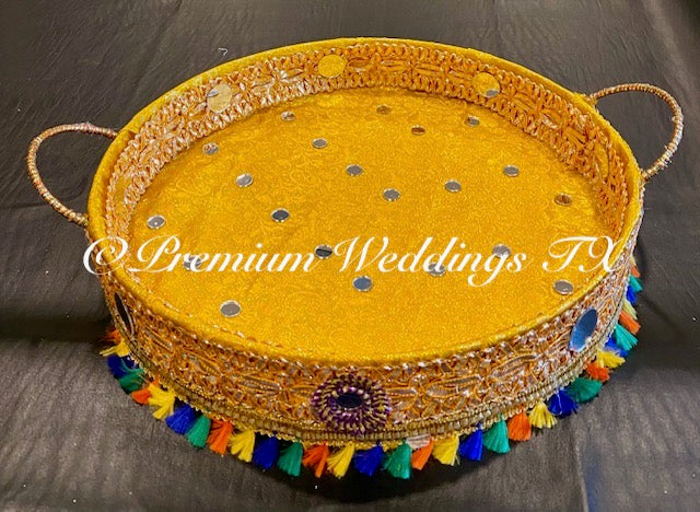 Yellow Handmade Mehndi Thaal - Premium Weddings TX