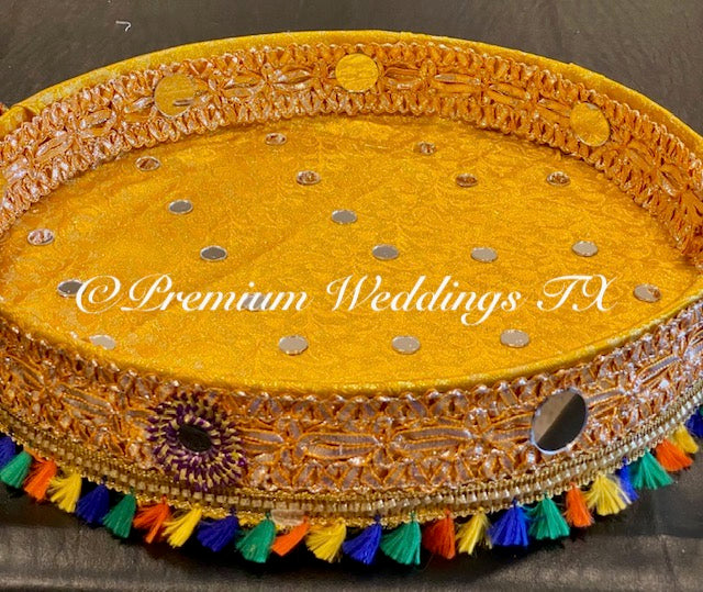 Yellow Handmade Mehndi Thaal - Premium Weddings TX