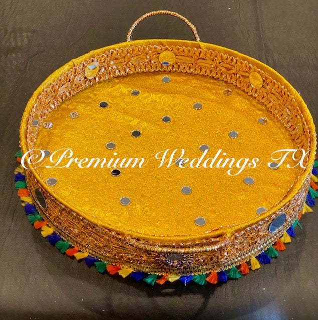 Yellow Handmade Mehndi Thaal - Premium Weddings TX