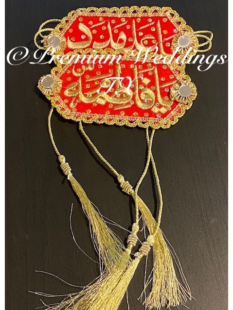 Ya Ali Madat Ya Fatima Imam Zamin - Red - Embellished - Premium Weddings TX
