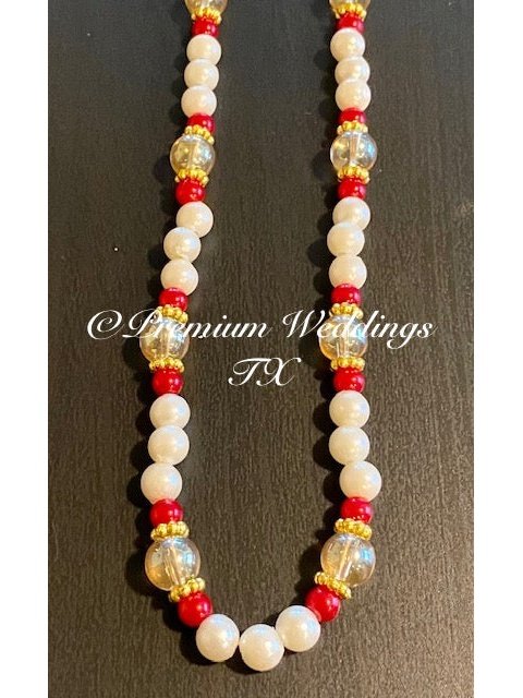 Milni Mala Haar - Red/Gold/Pearl