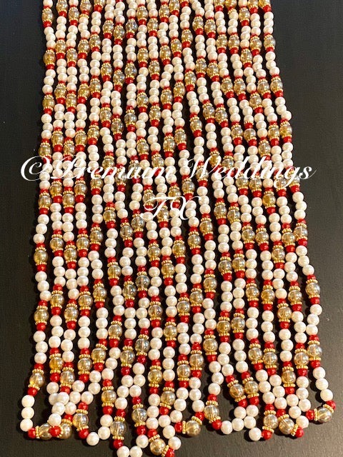 Milni Mala Haar - Red/Gold/Pearl