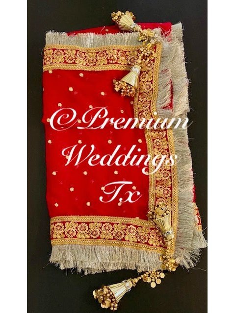 Red Nikkah Dupatta - Premium Weddings TX