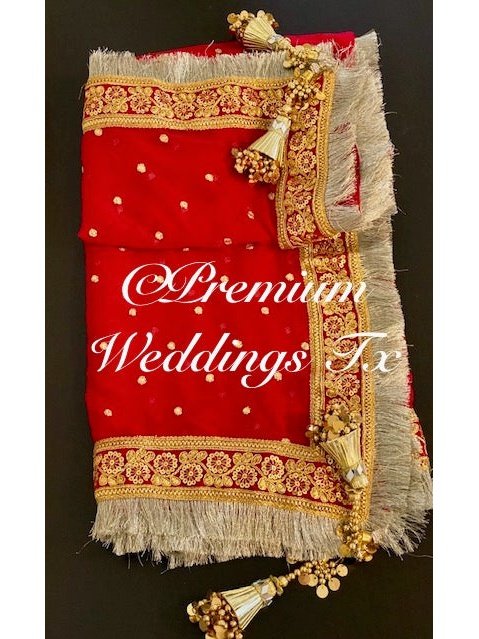 Red Nikkah Dupatta - Premium Weddings TX