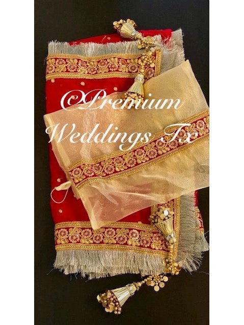 Red Nikkah Dupatta - Premium Weddings TX