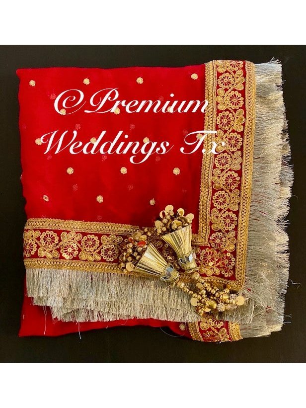 Red Nikkah Dupatta - Premium Weddings TX