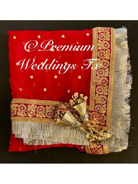 Red Nikkah Dupatta - Premium Weddings TX