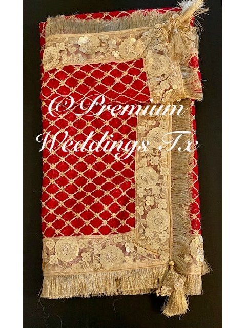 Red Nikkah Dupatta - Premium Weddings TX