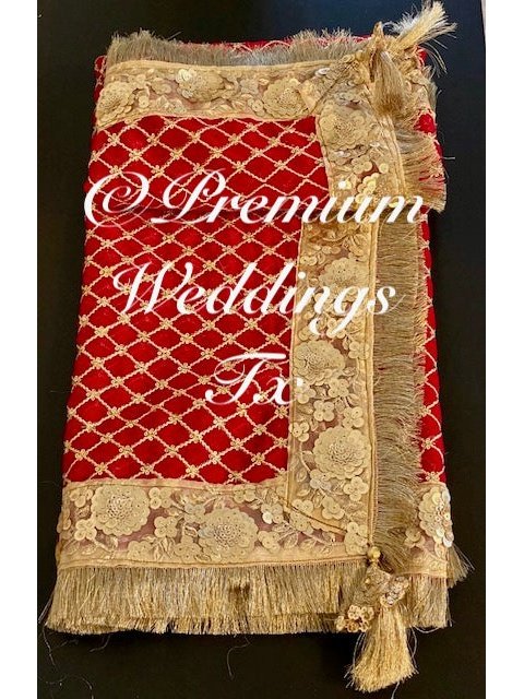 Red Nikkah Dupatta - Premium Weddings TX