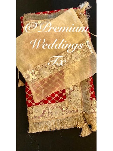 Red Nikkah Dupatta - Premium Weddings TX