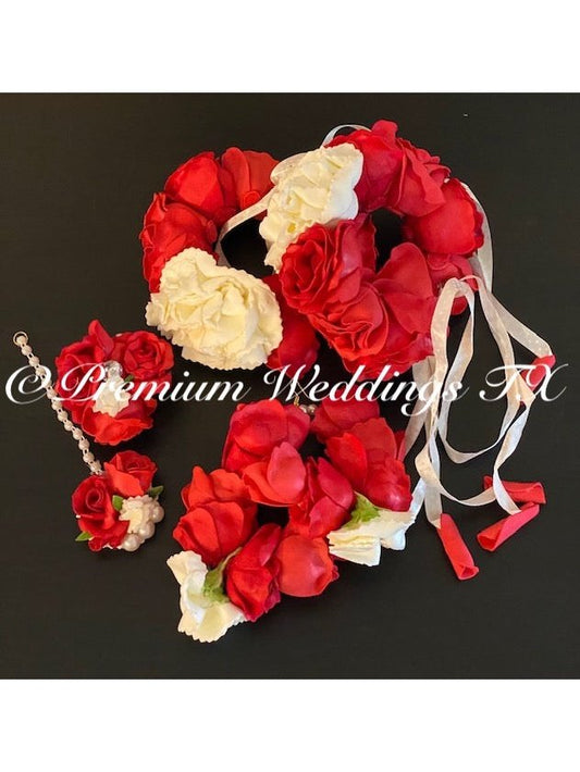 Red Rose Gajra Set - Premium Weddings TX