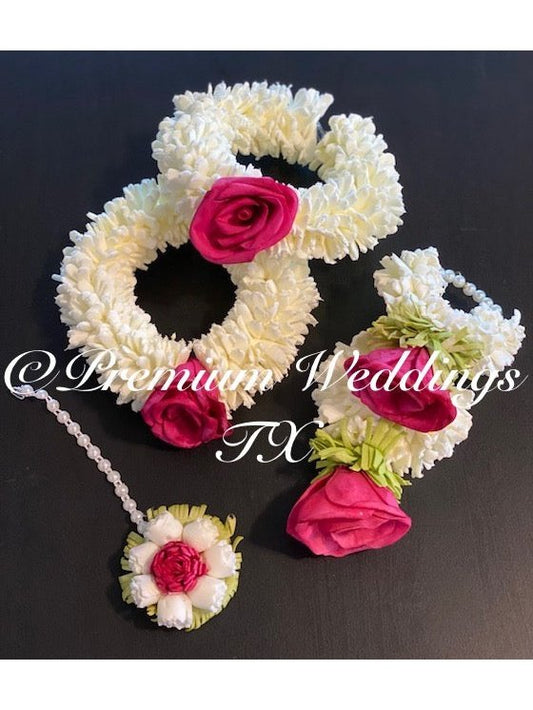 Dark Pink Gajra Set Simple - Premium Weddings TX
