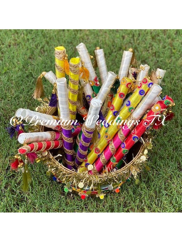 Tassel Handmade Assorted Dandiya - 12Ct - Premium Weddings TX