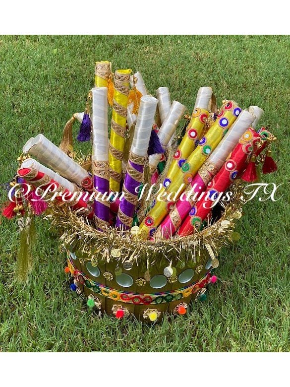 Tassel Handmade Assorted Dandiya - 12Ct - Premium Weddings TX