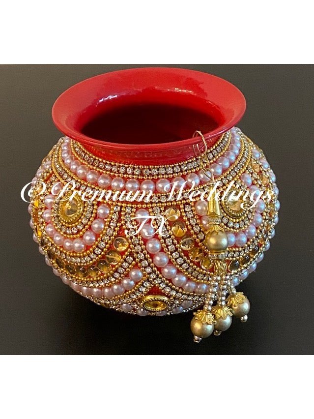 Small Kalash Matki - 1Ct - Red - Premium Weddings TX