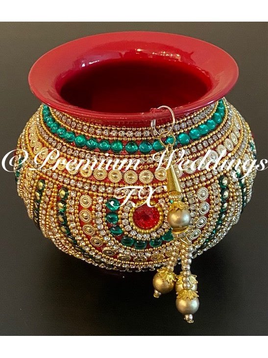 Small Kalash Matki - 1Ct - Red - Premium Weddings TX