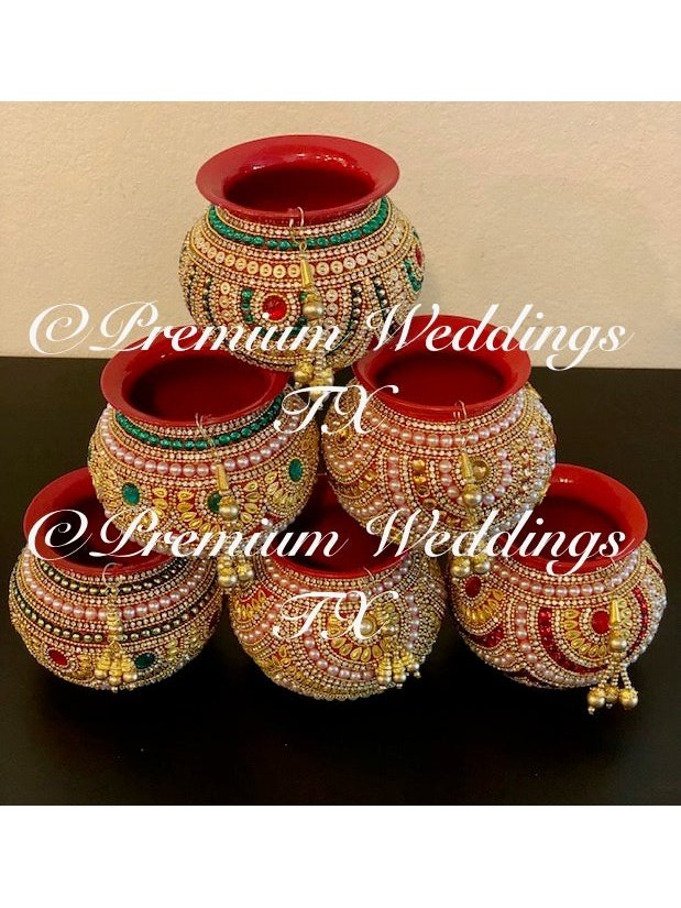 Small Kalash Matki - 1Ct - Red - Premium Weddings TX