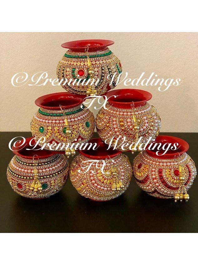 Small Kalash Matki - 1Ct - Red - Premium Weddings TX