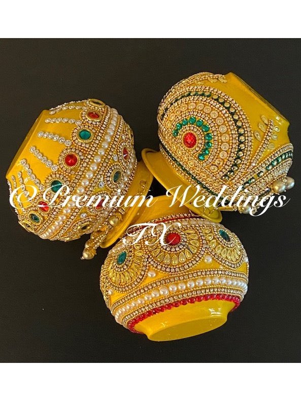 Small Kalash Matki - 1Ct - Yellow - Premium Weddings TX