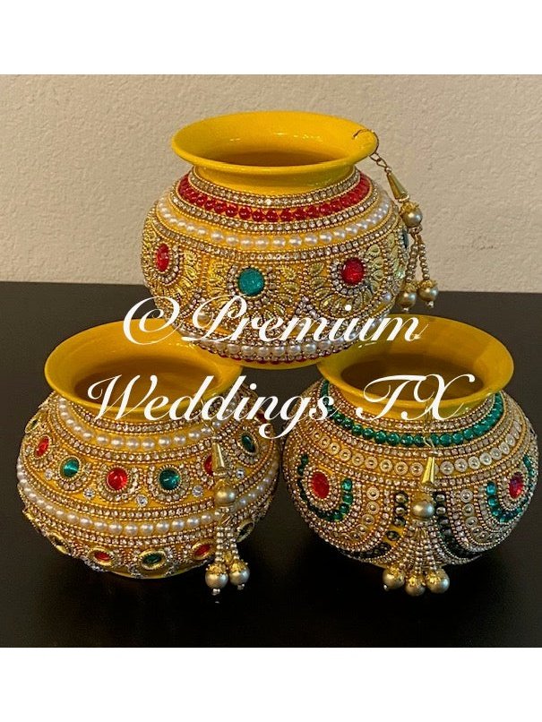 Small Kalash Matki - 1Ct - Yellow - Premium Weddings TX