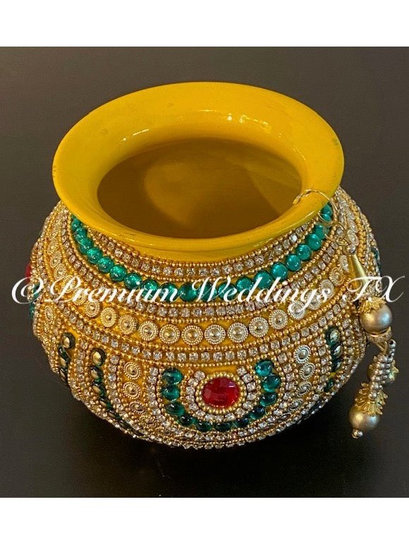 Small Kalash Matki - 1Ct - Yellow - Premium Weddings TX
