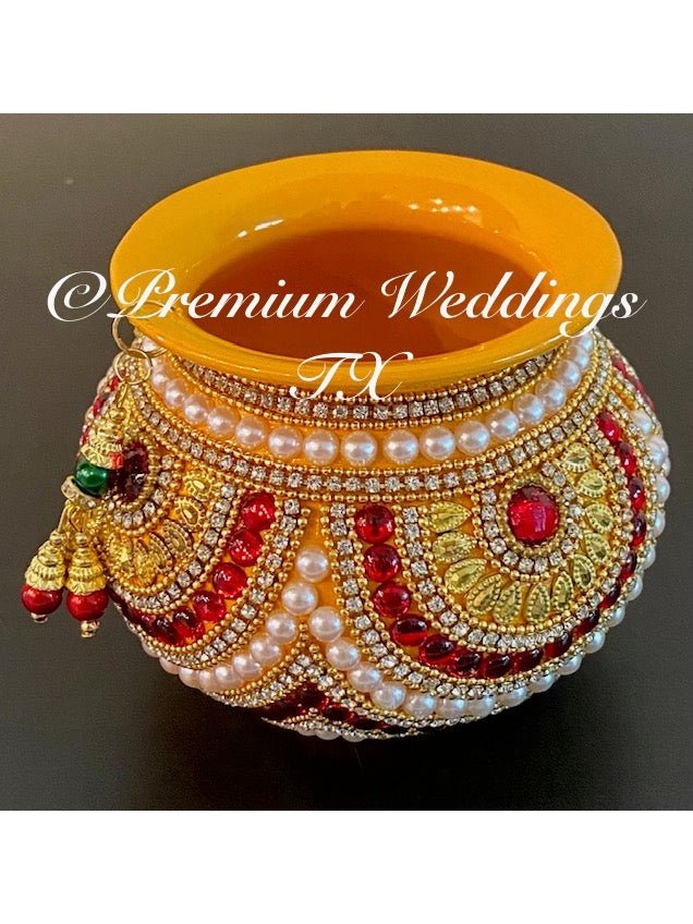 Small Kalash Matki - 1Ct - Yellow - Premium Weddings TX
