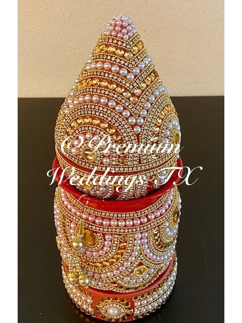 Pearl & Red Kalash With Coconut Cover