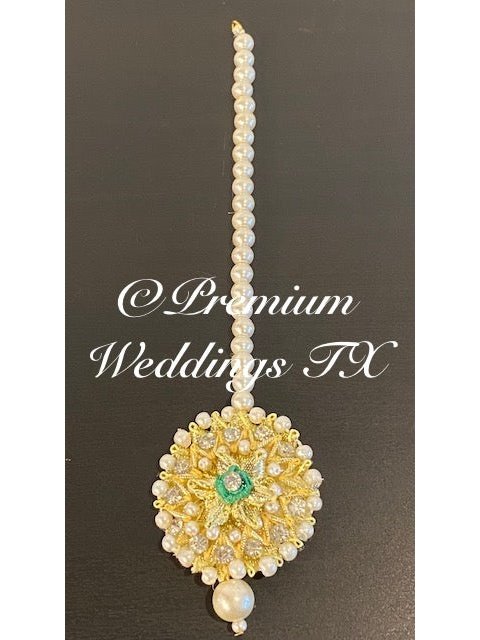 Green Flower Gotta Pearl Set - Premium Weddings TX