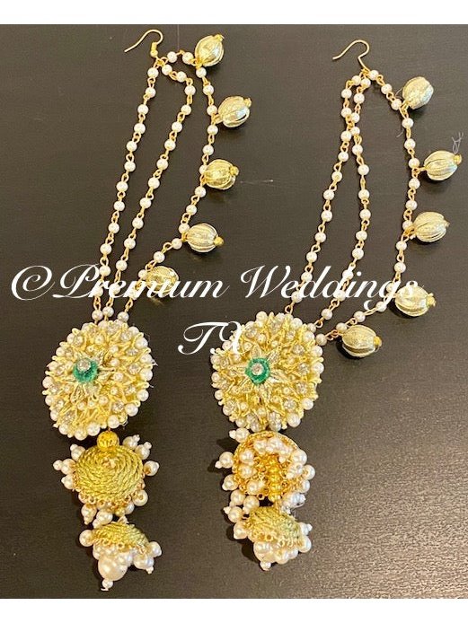 Green Flower Gotta Pearl Set - Premium Weddings TX